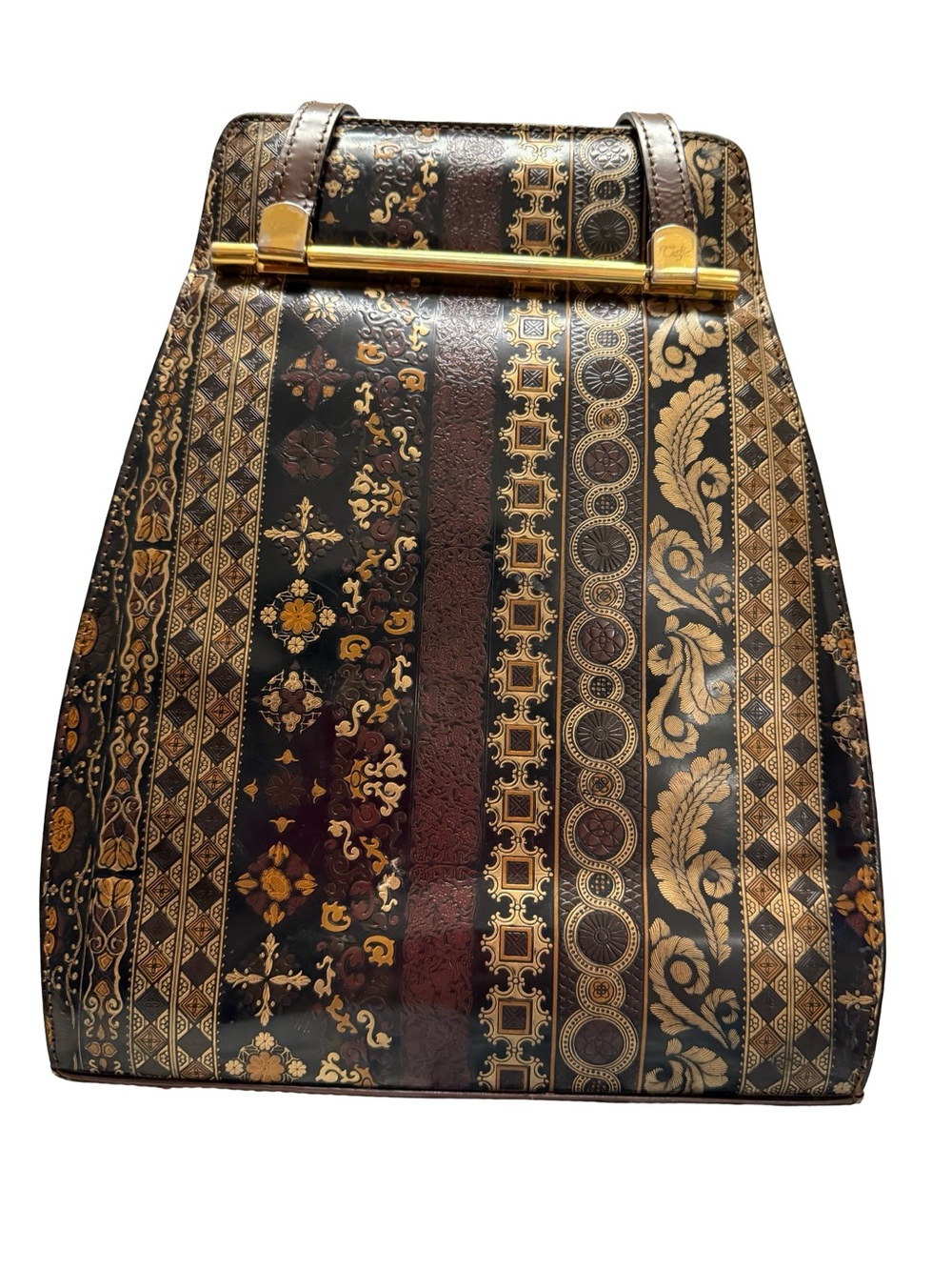 Vintage Italian Made Vera Pelle Calja Italian Embossed Tooled Shoulder bag